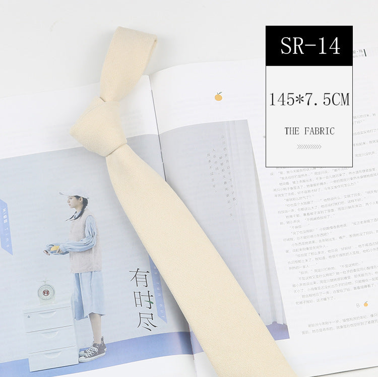 Korean Style Casual Suede Pure Color Artistic Shirt Macaron Color 7cm Hand Tie