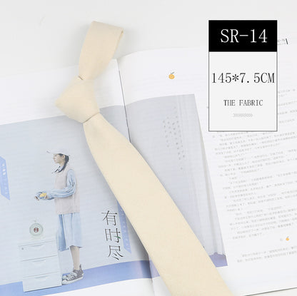 Korean Style Casual Suede Pure Color Artistic Shirt Macaron Color 7cm Hand Tie