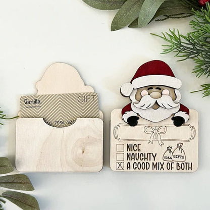 Wooden Cute Santa Claus Cash And Gifts Card Clamp Creative Christmas Decoration Ornaments