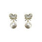 Women's Sweet Love Bow Pearl Earrings - Romantic Style