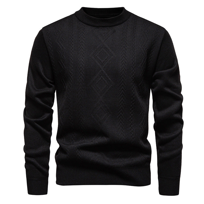 Casual Round Neck Pullover Warm Knitted Sweater For Men