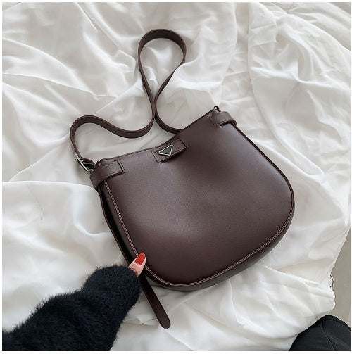 Frog Pendant Pure Color PU Simple Small Round Bag