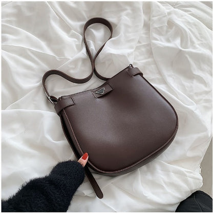 Frog Pendant Pure Color PU Simple Small Round Bag