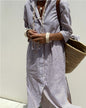 Women's Striped Shirt Dress with Belt - Half Sleeve