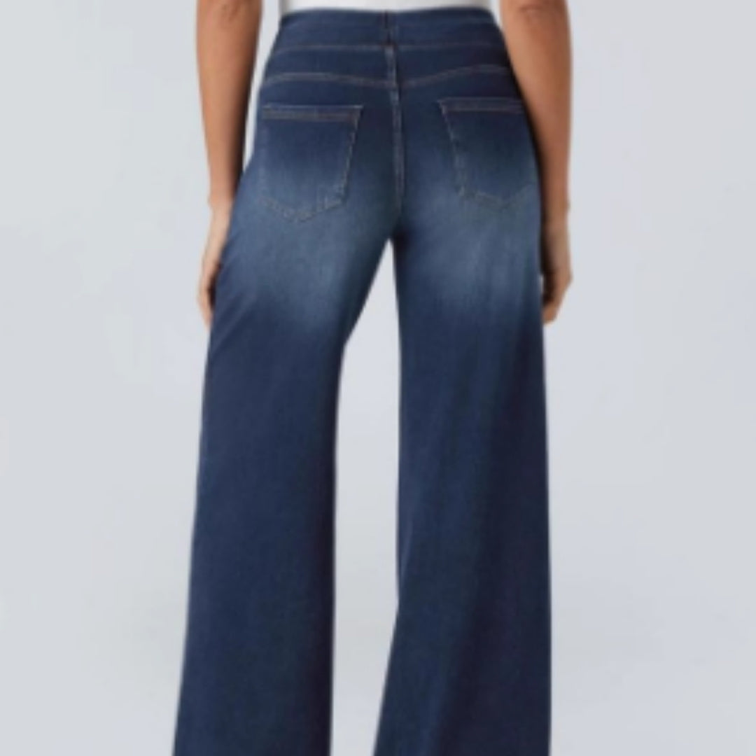 High-waisted Jeans Women Vintage Wash Loose Wide-leg Pants