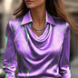 Temperament Print Simple Swing Collar Shirt Collar Women
