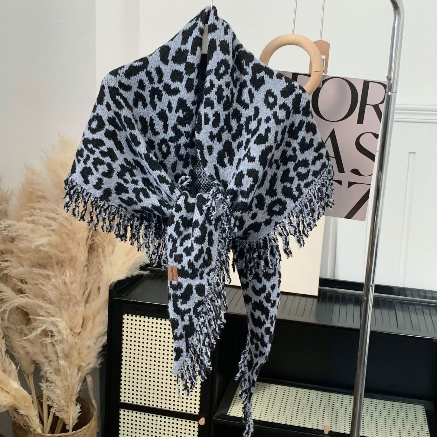 Warm And Stylish Leopard Fringe Scarf Shawl Two-in-one