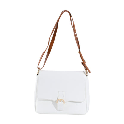 Women's Plain White Crossbody Bag - Minimalist Style
