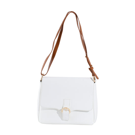 Women's Plain White Crossbody Bag - Minimalist Style