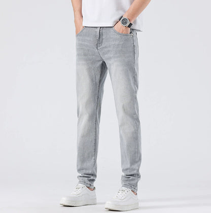 Light Wash Jeans Men's Slim Straight Leg Pants
