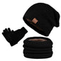 Winter Fleece-lined Warm Hat Scarf Gloves Three-piece Set