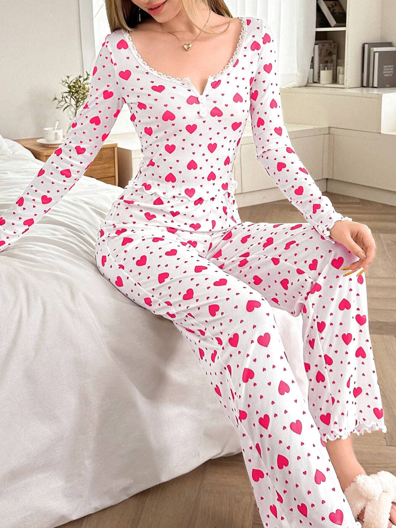 Love Print Pajamas Love Long Sleeve Pants Set