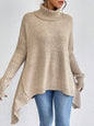 Women's Irregular Turtleneck Sweater - Loose Fit