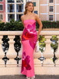 Lady's Sexy Strapless Slim-fit Printed Maxi Dress